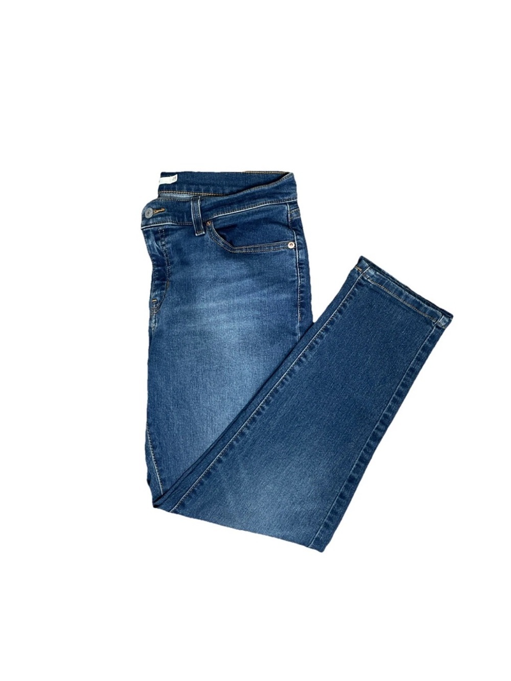 Levis Boyfriend Straight Ankle Length Stretch Jeans Womens 29 Blue Medium Wash